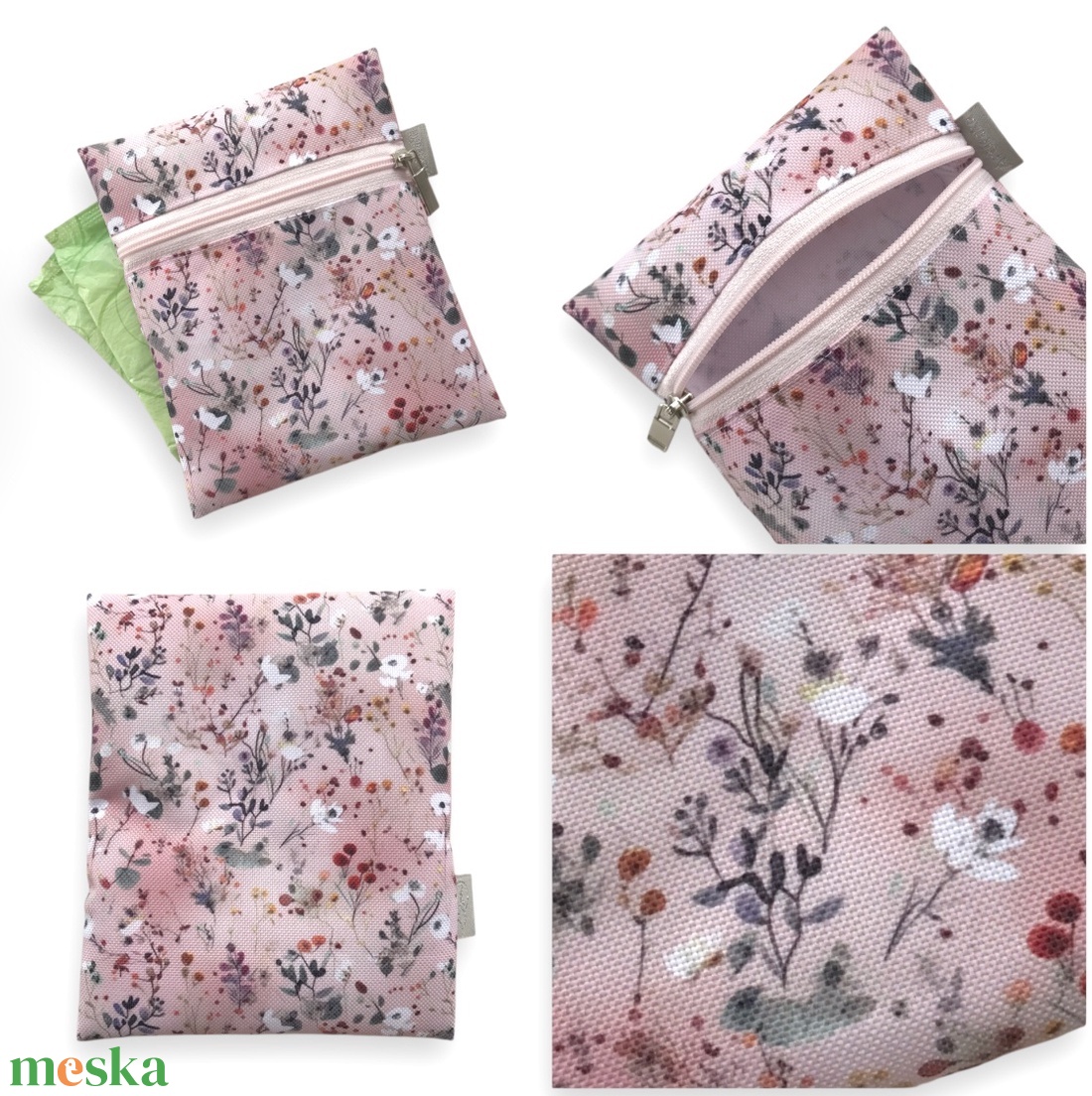 VÍZÁLLÓ egészségügyi betét tartó virágos rét mintával - szépségápolás - intim higiénia - egészségügyi tartó - Meska.hu