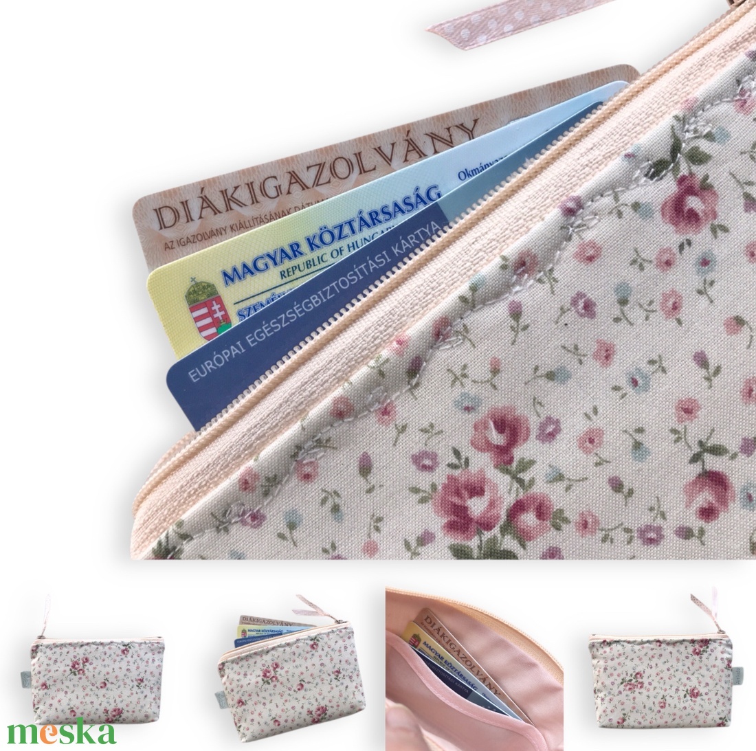 KÉTREKESZES irattartó pénztárca virág mintás prémium pamutból - táska & tok - pénztárca & más tok - kártyatartó & irattartó - Meska.hu