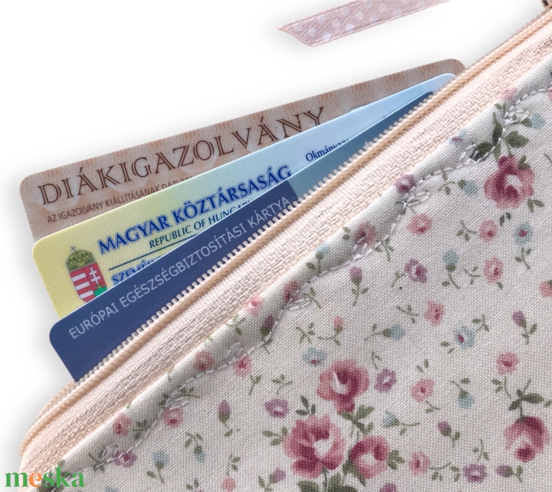 KÉTREKESZES irattartó pénztárca virág mintás prémium pamutból - táska & tok - pénztárca & más tok - kártyatartó & irattartó - Meska.hu
