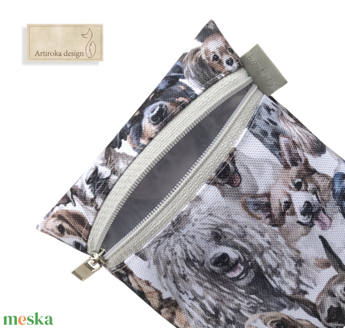 Vízálló egészségügyi betét tartó kutya iskola mintával  - táska & tok - pénztárca & más tok - kártyatartó & irattartó - Meska.hu