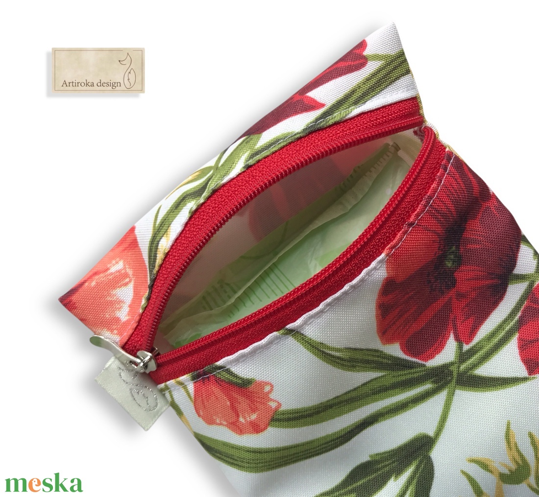 Vízálló  intimbetét tartó pipacsok és levelek mintával - Artiroka - szépségápolás - intim higiénia - intimbetét - Meska.hu