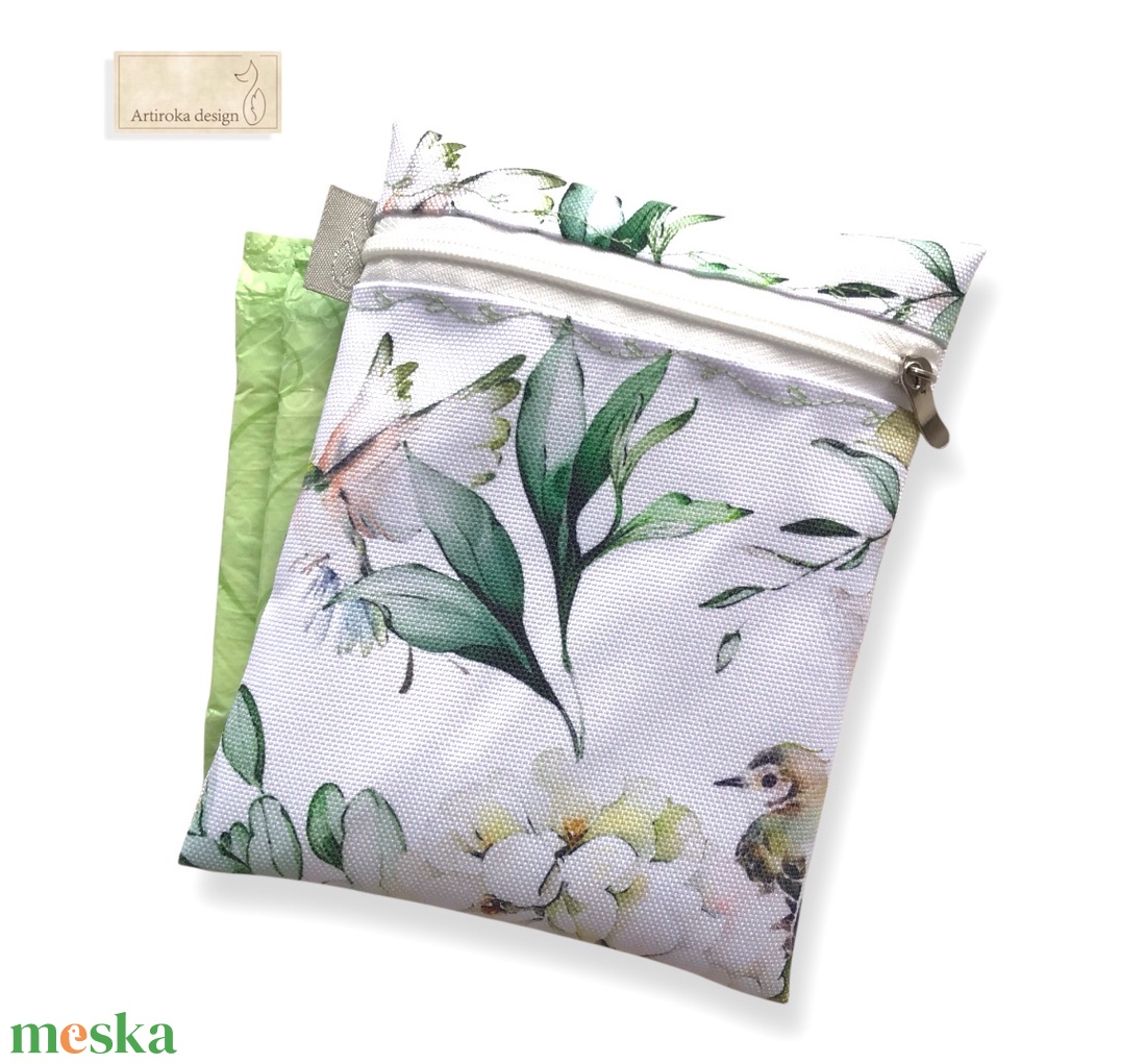 VÍZÁLLÓ egészségügyi betét tartó, rózsa és madár mintával  - táska & tok - neszesszer - Meska.hu