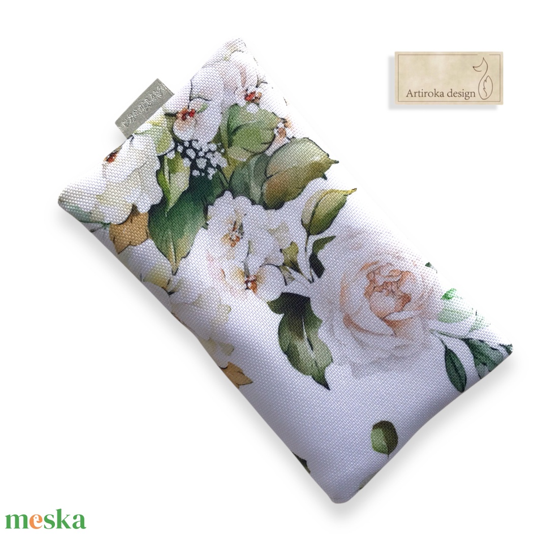 Rózsa mintás papírzsebkendő tartó vízálló textilből - Artiroka - táska & tok - pénztárca & más tok - zsebkendőtartó tok - Meska.hu