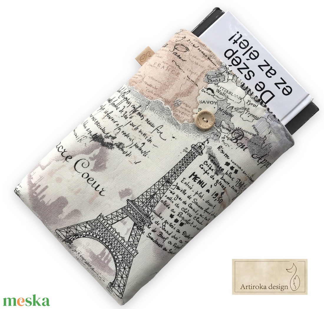 Párizs, Eiffel torony mintás KÖNYVTOK gombos zárral  - könyv & zene - könyvtok - Meska.hu