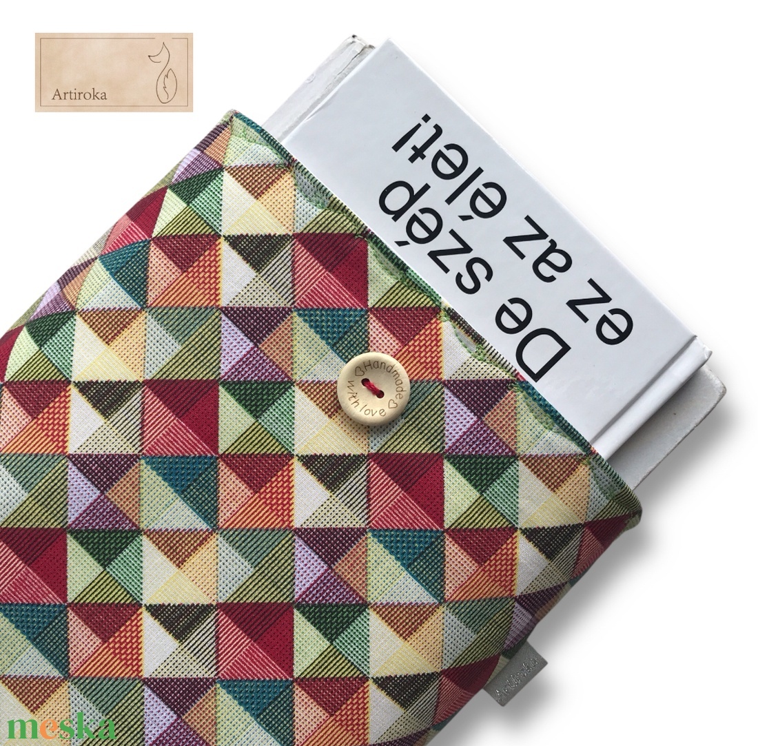 Színes háromszögek mintás könyvtok, ebook tok, választható zárral - könyv & zene - könyvtok - Meska.hu