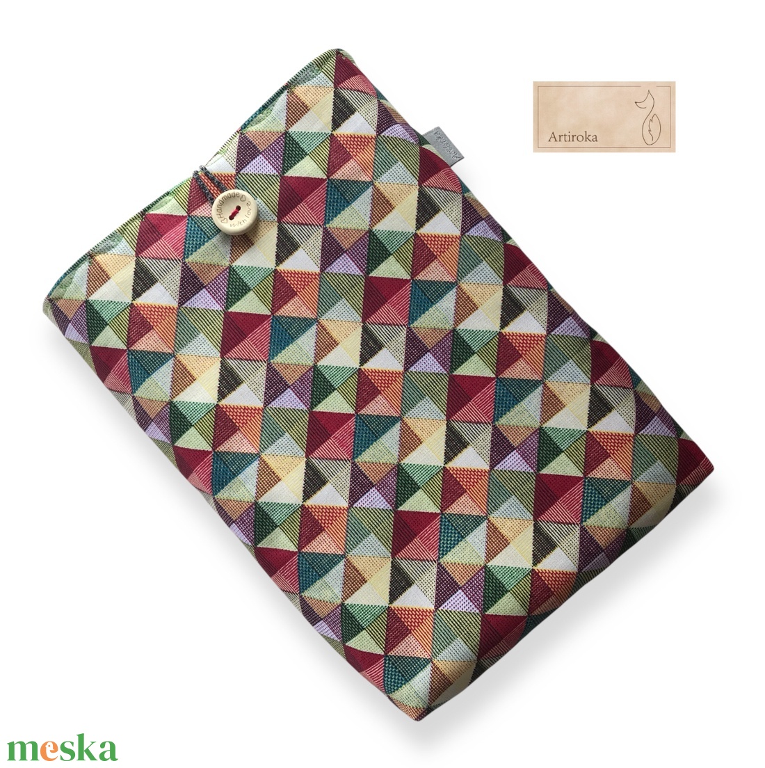 Színes háromszögek mintás könyvtok, ebook tok, választható zárral - könyv & zene - könyvtok - Meska.hu