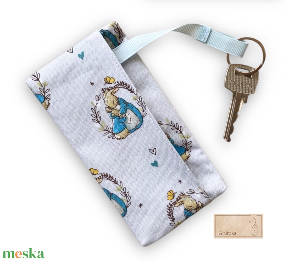 Kulcstartó tok - Nyuszi mintás - táska & tok - kulcstartó & táskadísz - kulcstartó - Meska.hu