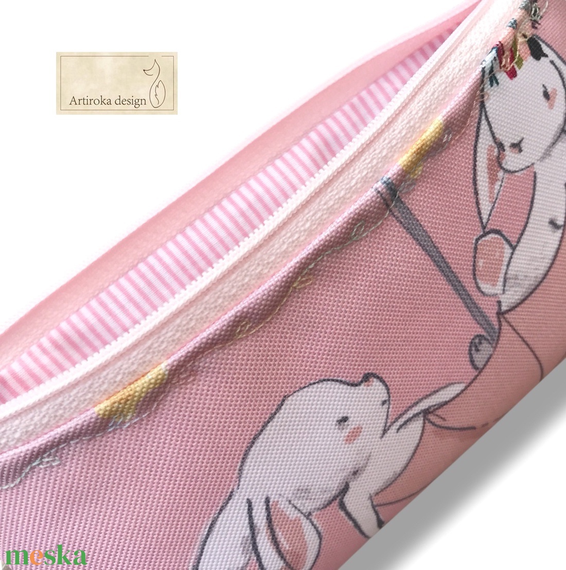 Vidám nyuszik mintás vízálló tolltartó neszesszer vagy szemüvegtok - táska & tok - neszesszer - Meska.hu