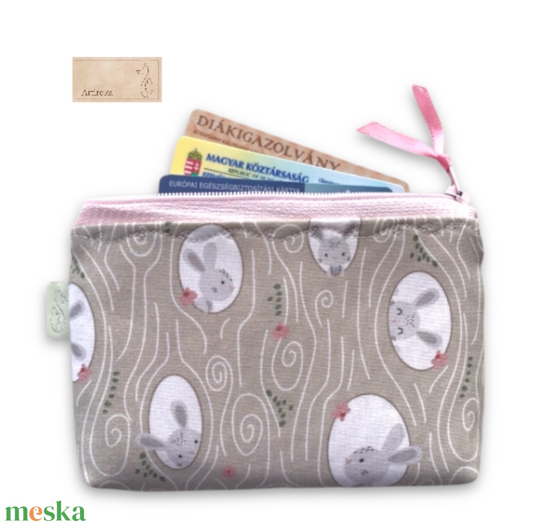 Nyuszi bújócska mintás irattartó, pénztárca, neszesszer - Artirokadesign - táska & tok - pénztárca & más tok - pénztárca - gyerek pénztárca - Meska.hu