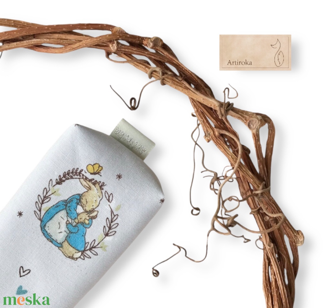 Nyuszi család mintás prémium pamut, papírzsebkendő tartó - táska & tok - pénztárca & más tok - zsebkendőtartó tok - Meska.hu