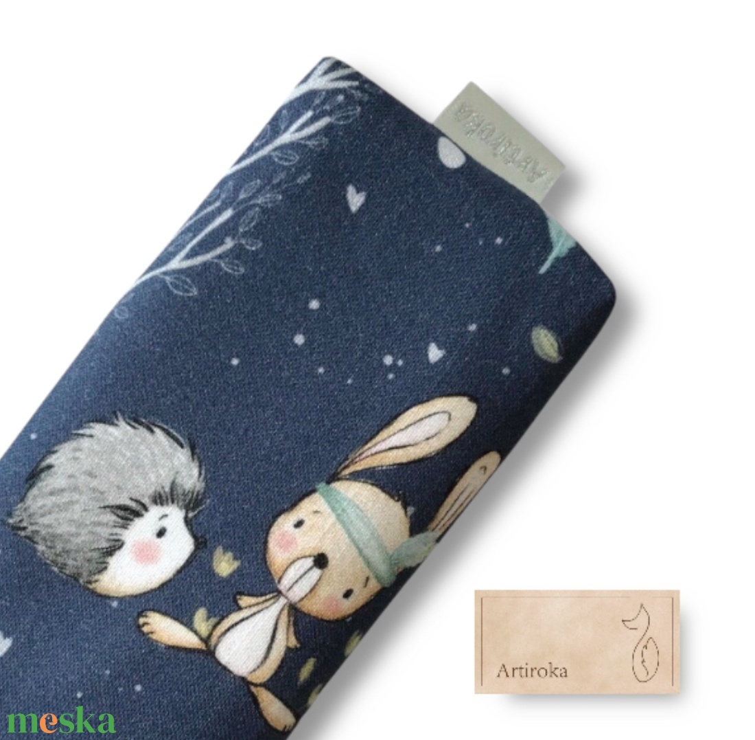 Nyuszi és süni mintás zsebkendőtartó prémium pamut textil - táska & tok - pénztárca & más tok - zsebkendőtartó tok - Meska.hu