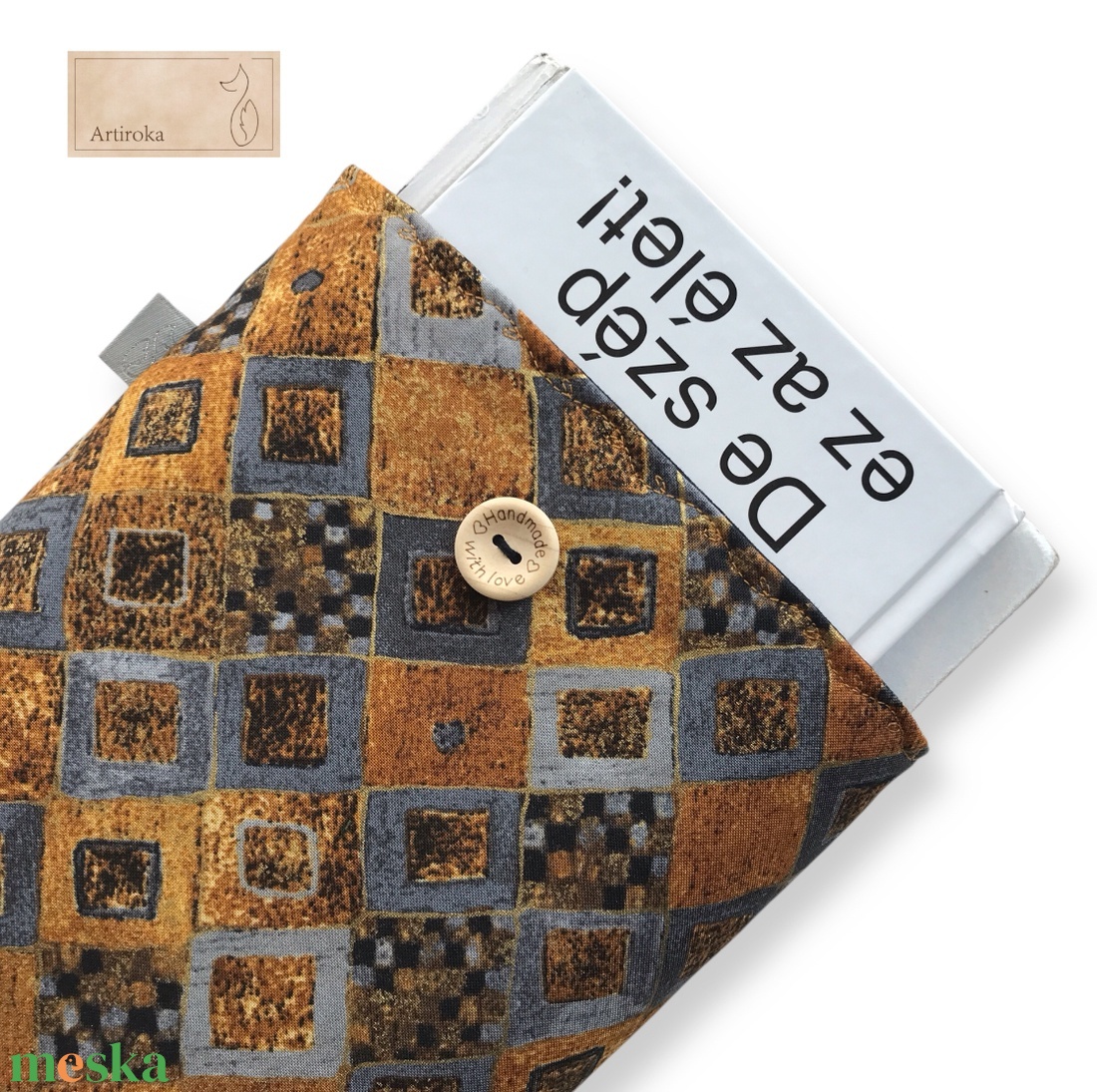 Könyvtok - Klimt festményrészlet mintával, leheletnyi arannyal  fűszerezve  - könyv & zene - könyvtok - Meska.hu