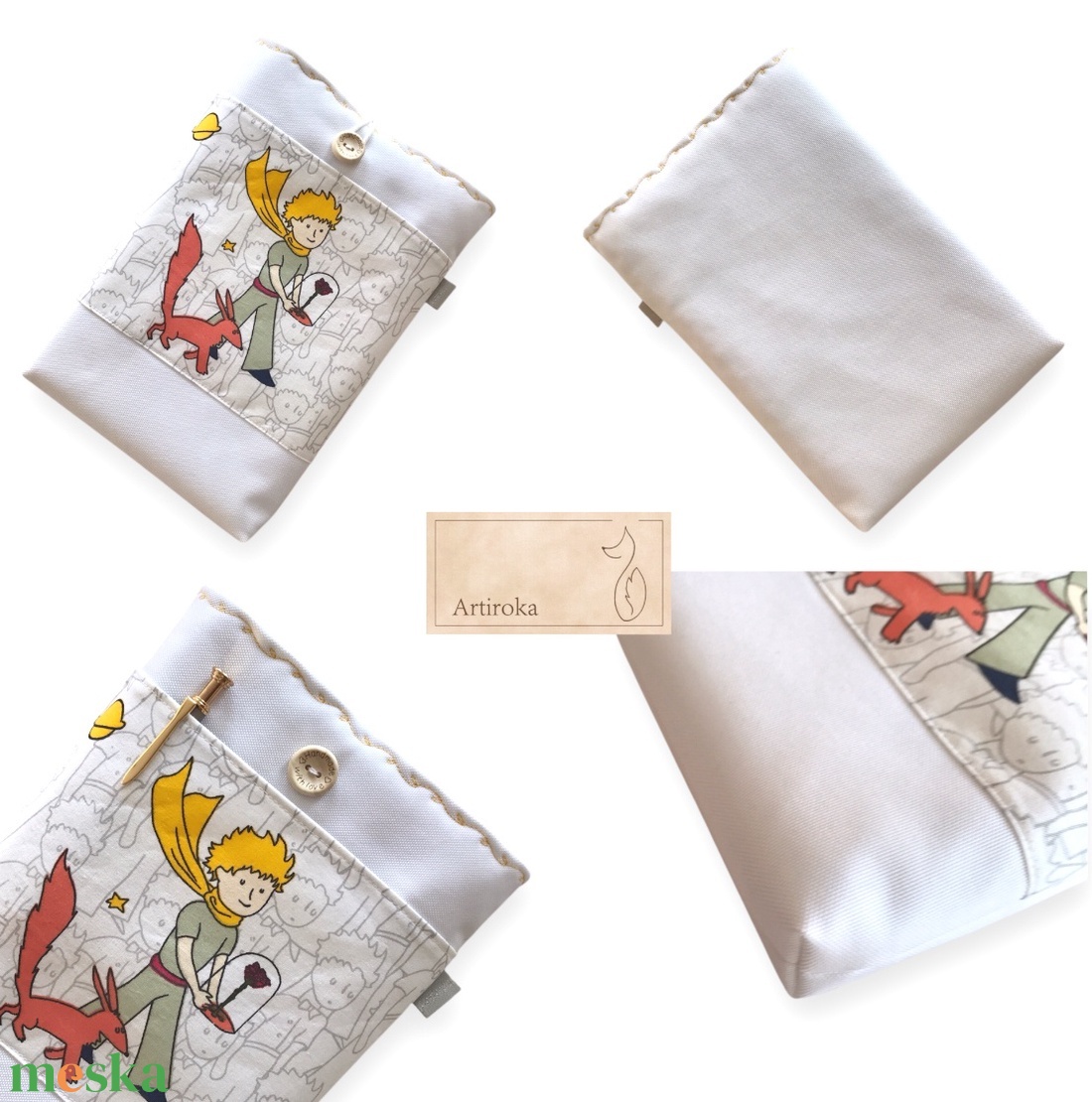 A kis herceg mintás vízálló,  zsebes könyvtok gombos zárral  -  Artiroka design  - könyv & zene - könyvtok - Meska.hu