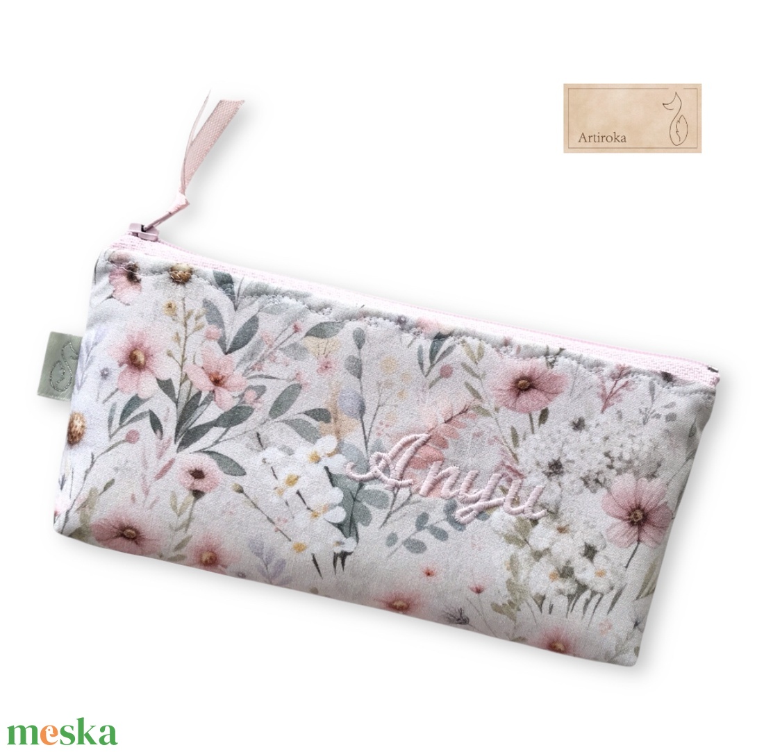 Virágoskert mintás tolltartó neszesszer akár névhímzéssel  - táska & tok - neszesszer - Meska.hu