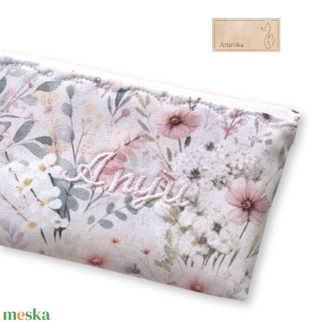 Virágoskert mintás tolltartó neszesszer akár névhímzéssel  - táska & tok - neszesszer - Meska.hu