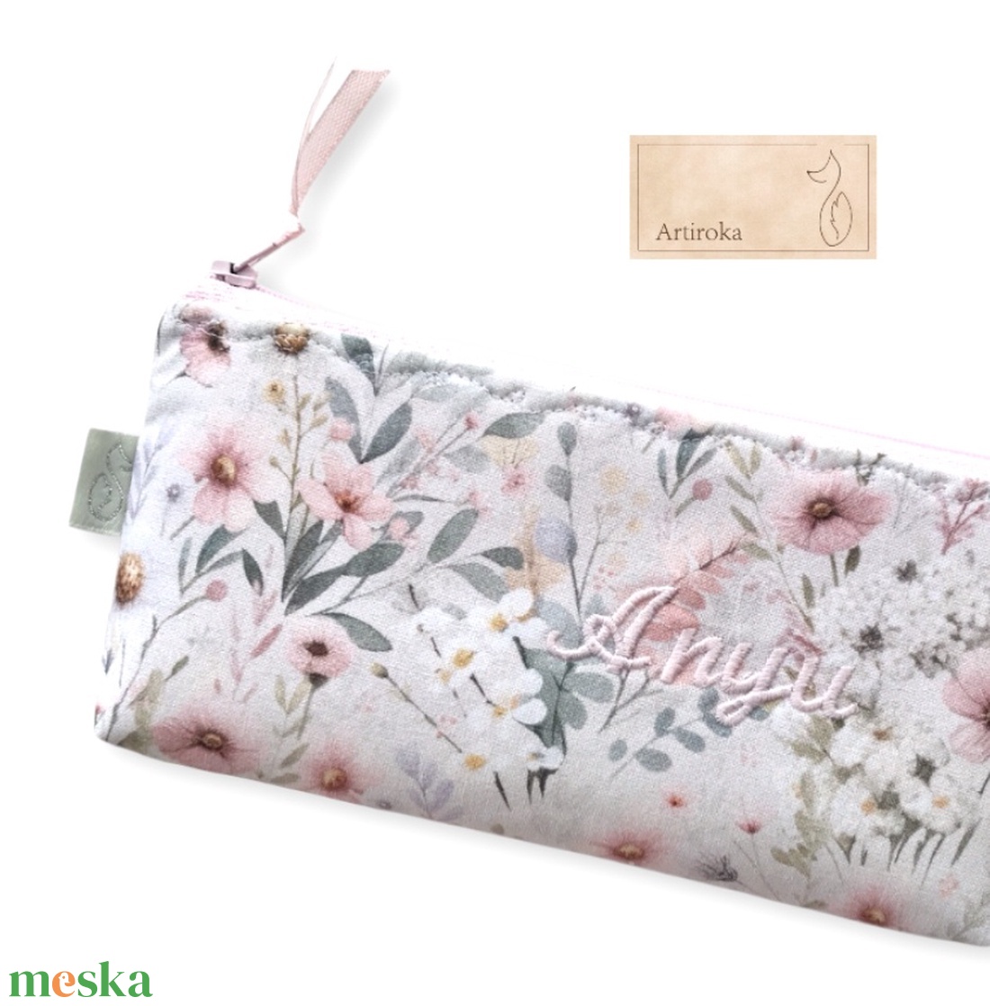 Virágoskert mintás tolltartó neszesszer akár névhímzéssel  - táska & tok - neszesszer - Meska.hu