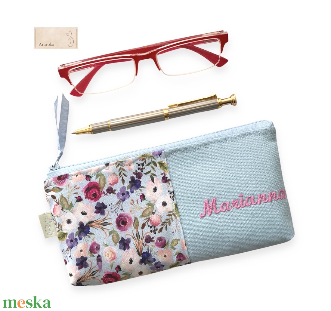 Virágtenger mintás prémium irattartó pénztárca vagy tolltartó neszesszer, szemüvegtok akár egyedi névhímzéssel - esküvő - emlék & ajándék - nászajándék - esküvői pénzátadó doboz - Meska.hu