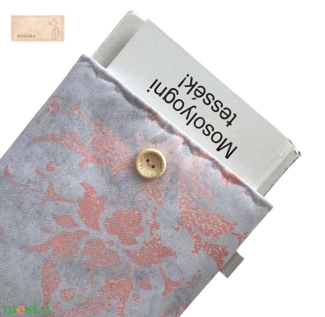 Ezüstszürke barokk mintás könyvtok  - könyv & zene - könyvtok - Meska.hu