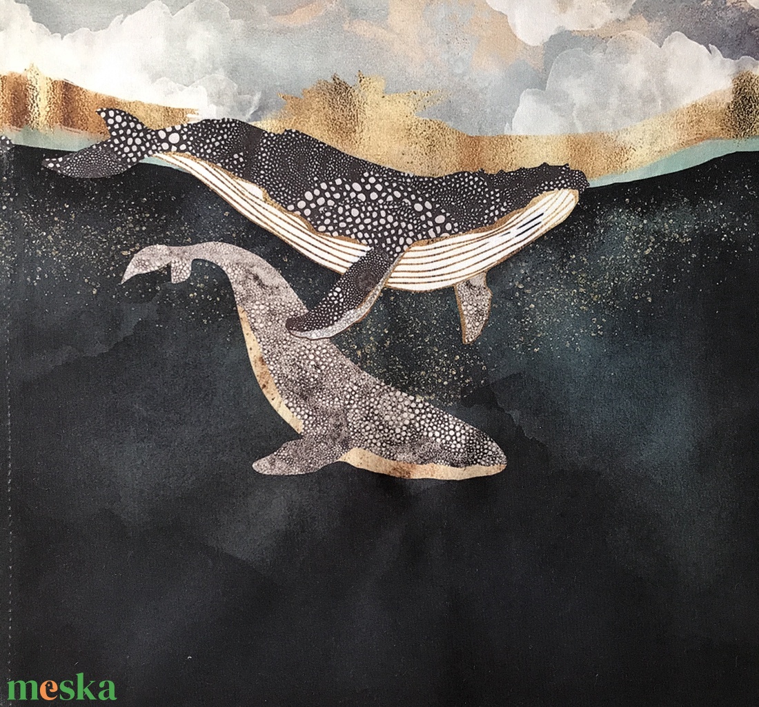 Bálna mintás egyedi gymbag hátizsák - Artiroka - táska & tok - hátizsák - tornazsák, gymbag - Meska.hu