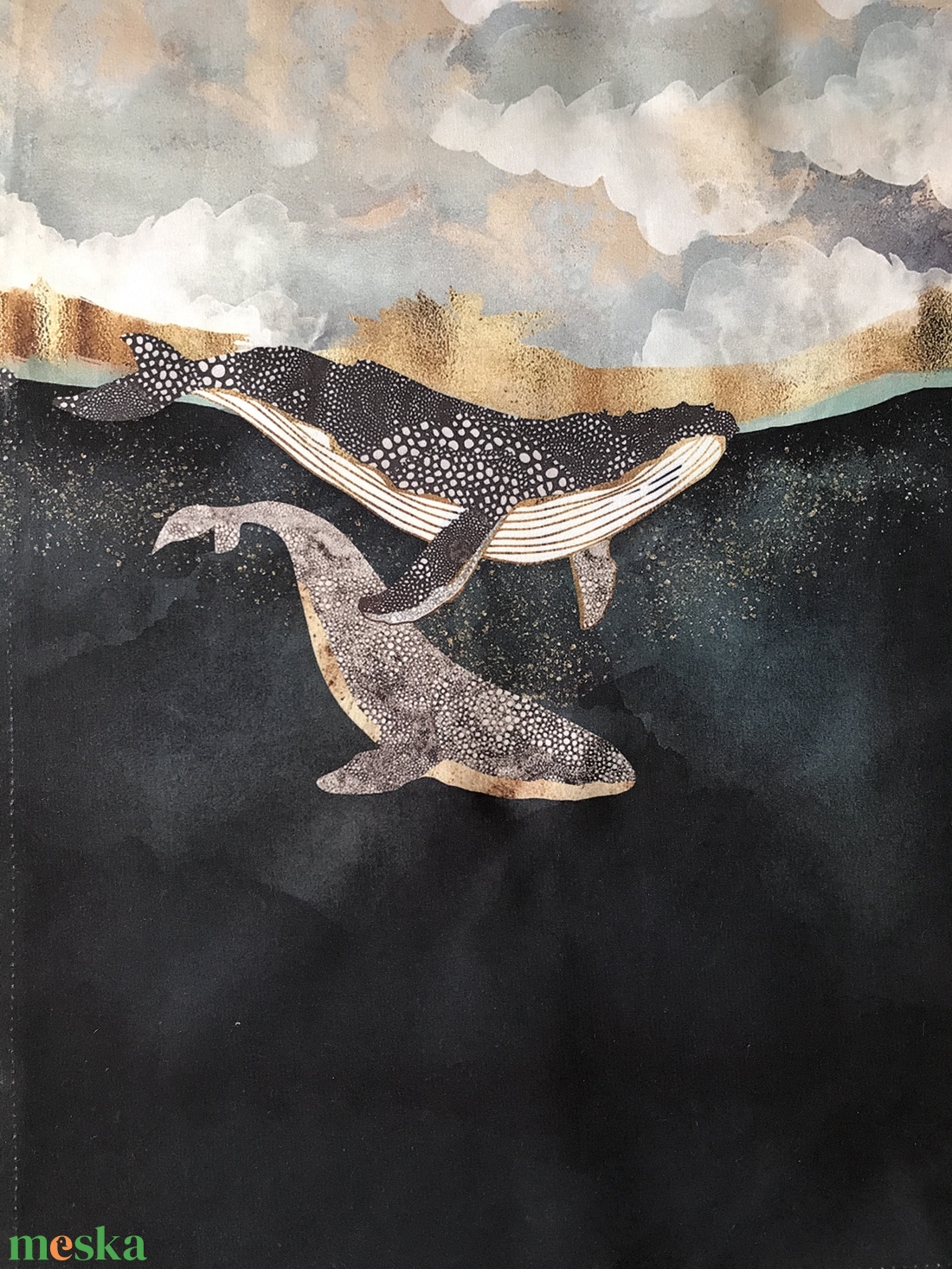 Bálna mintás egyedi gymbag hátizsák - Artiroka - táska & tok - hátizsák - tornazsák, gymbag - Meska.hu