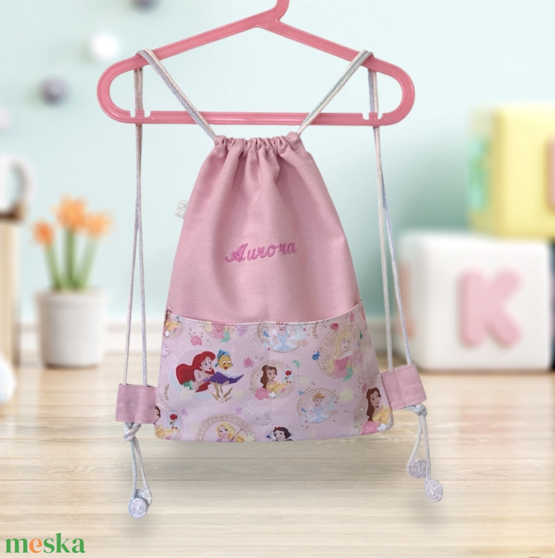 HERCEGNŐ mintás ÓVODAI / BÖLCSÖDEI gymbag hátizsák, tornazsák dupla zsebbel - játék & sport - ovis felszerelés - ovis tornazsák - Meska.hu