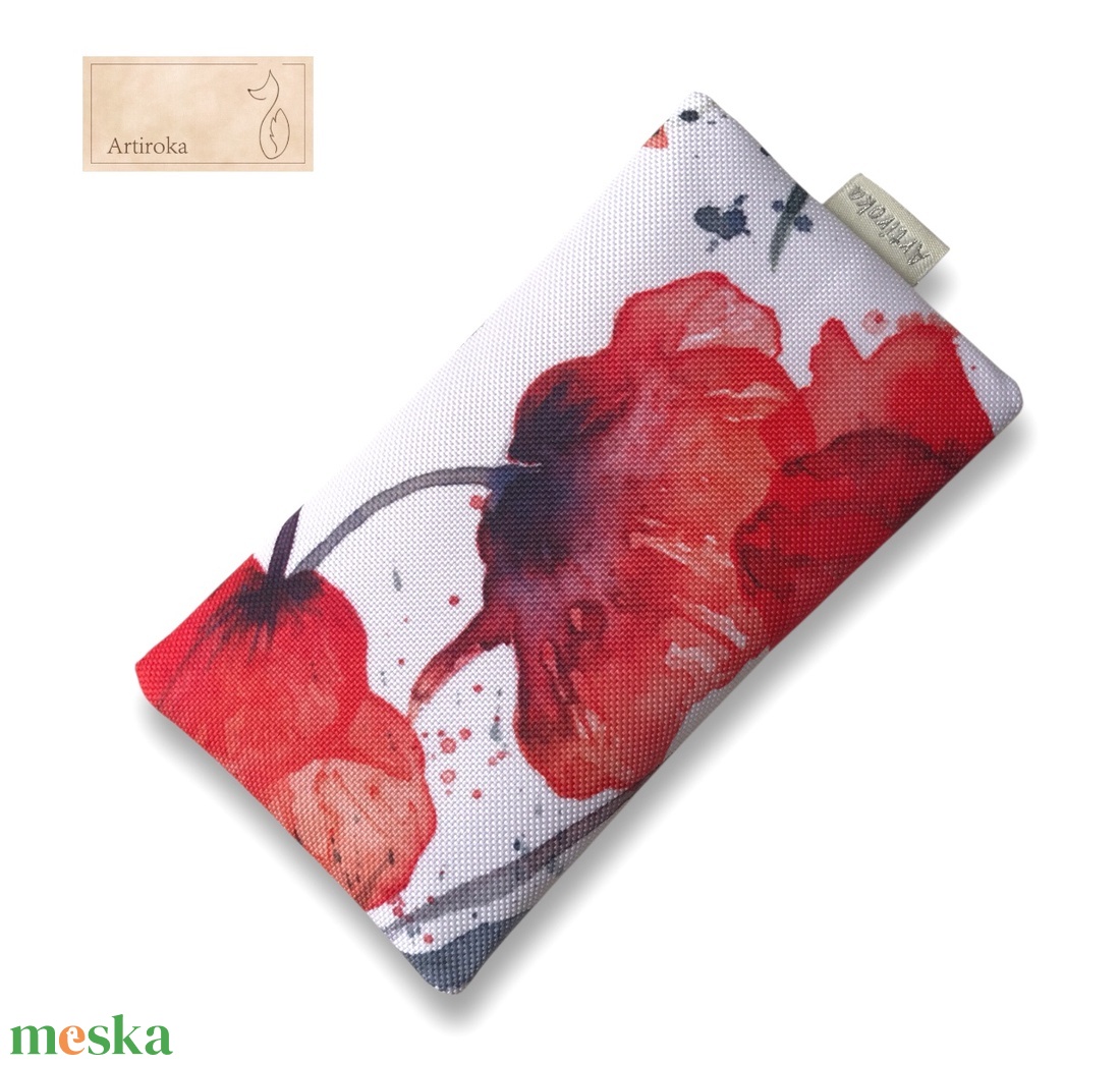 Pipacs mintás, vízálló  zsebkendő tartó - Artiroka design - táska & tok - pénztárca & más tok - zsebkendőtartó tok - Meska.hu