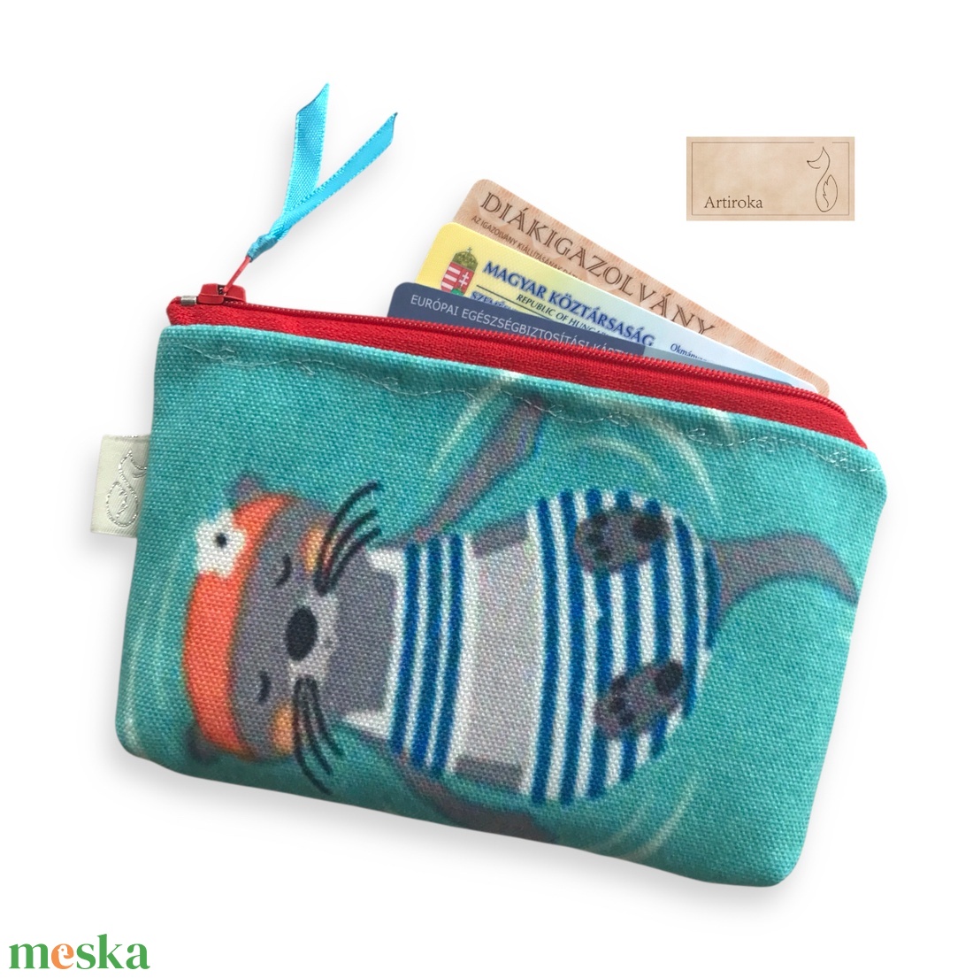 Vidám vidrák mintás irattartó, pénztárca  - táska & tok - pénztárca & más tok - pénztárca - gyerek pénztárca - Meska.hu