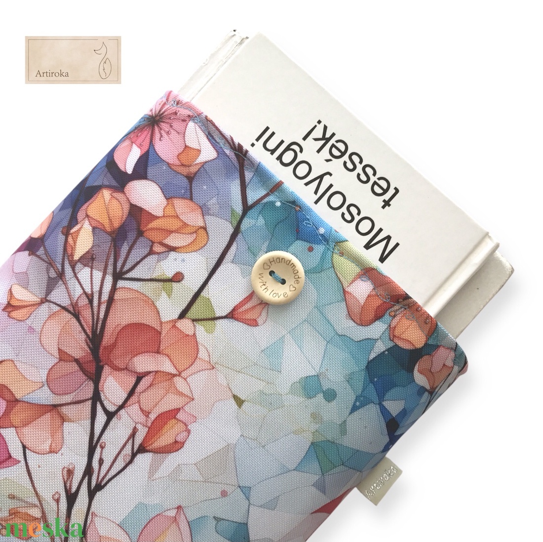 Bélelt könyvtok, liliom virágok mintával - könyv & zene - könyvtok - Meska.hu