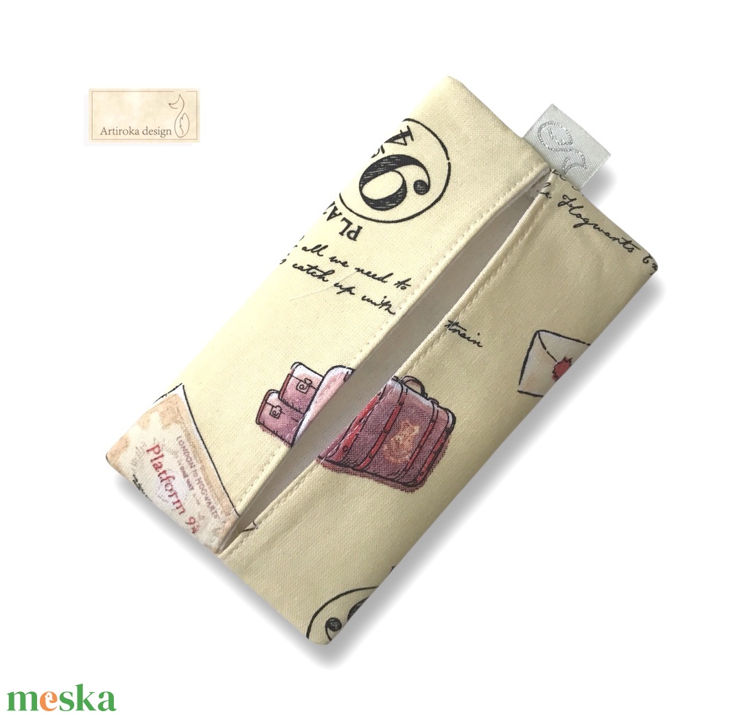 Harry Potter - Hogwarts Expressz, 9 3/4 vágány  - mintás PRÉMIUM pamut zsebkendő tartó  - táska & tok - pénztárca & más tok - zsebkendőtartó tok - Meska.hu