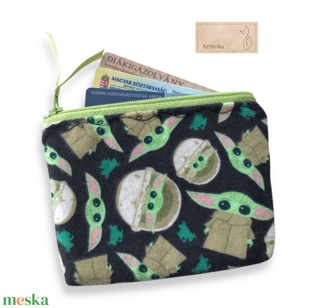 Baby Yoda, Grogu mintás irattartó pénztárca - Star Wars - Yoda mester - Artiroka design - táska & tok - uzsonna- & ebéd tartó - szendvics csomagoló - Meska.hu