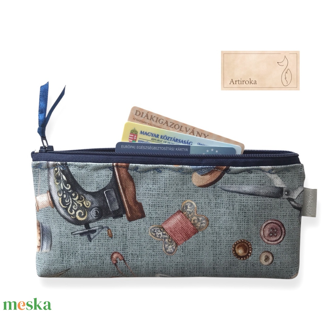 Vintage varrógép mintás tolltartó neszesszer, szemüvegtok vagy  mobiltok  - táska & tok - neszesszer - Meska.hu