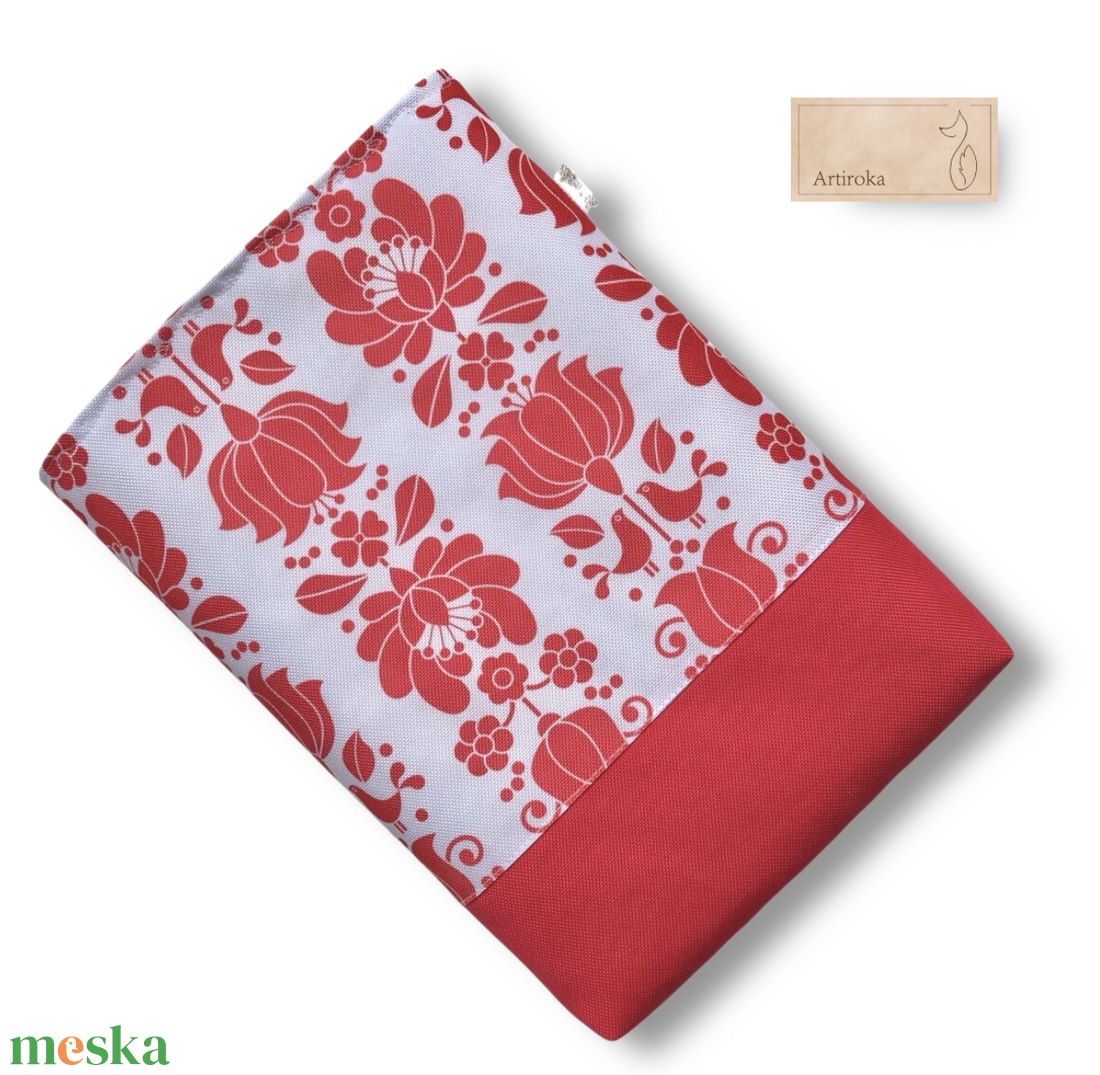 Könyvtok, népművészeti virágok mintával  - könyv & zene - könyvtok - Meska.hu