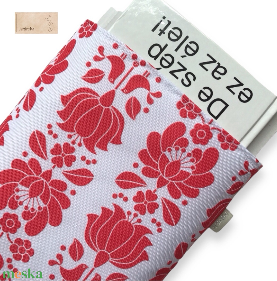 Könyvtok, népművészeti virágok mintával  - könyv & zene - könyvtok - Meska.hu