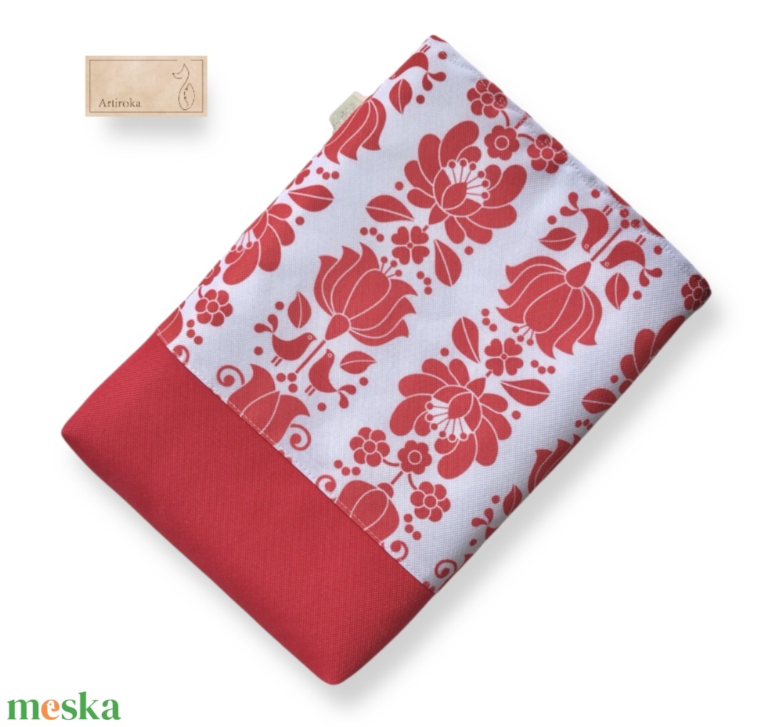 Könyvtok, népművészeti virágok mintával  - könyv & zene - könyvtok - Meska.hu