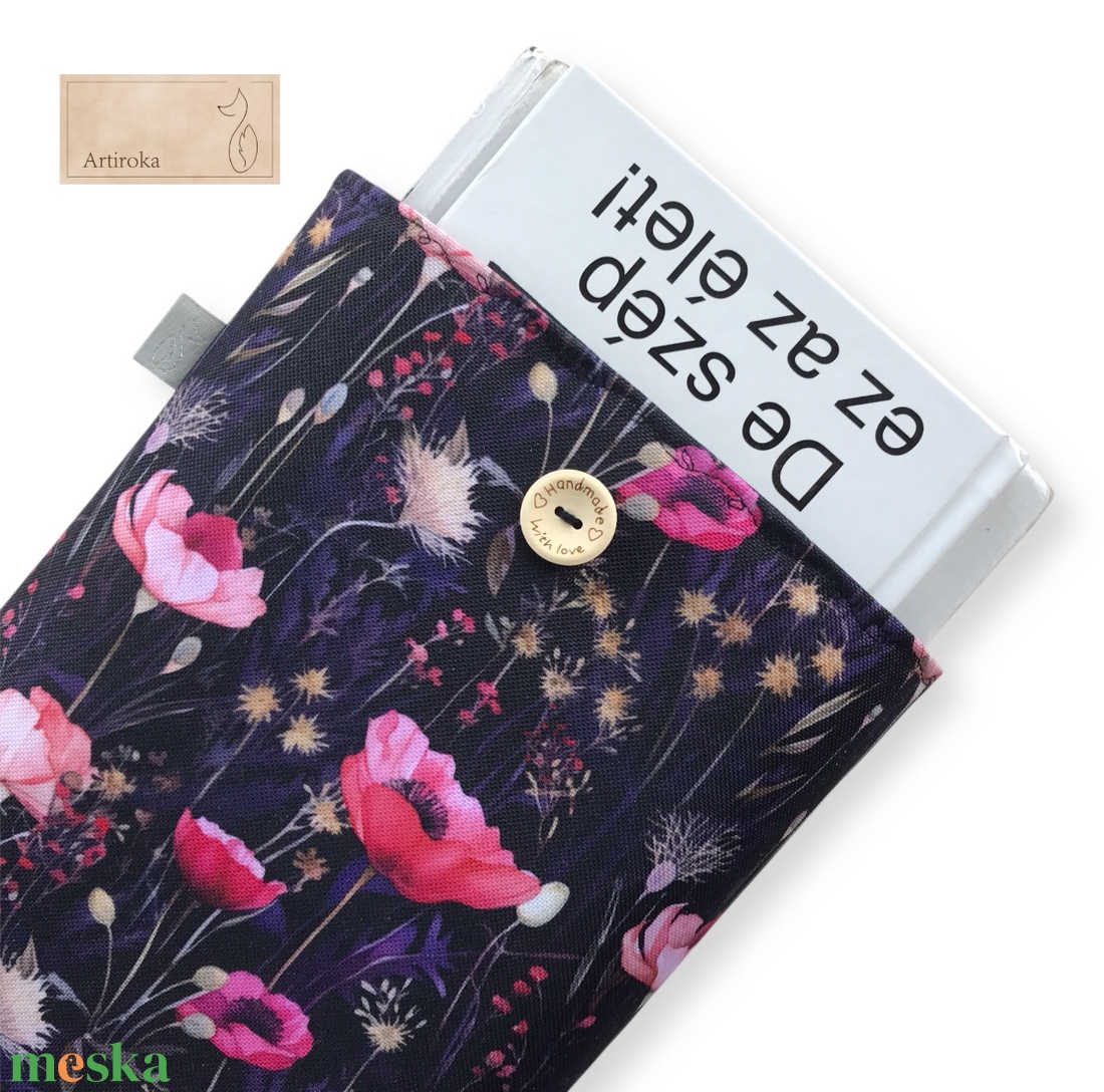 Könyvtok, vízálló textilből, hajnali pipacsmező mintával  - könyv & zene - könyvtok - Meska.hu