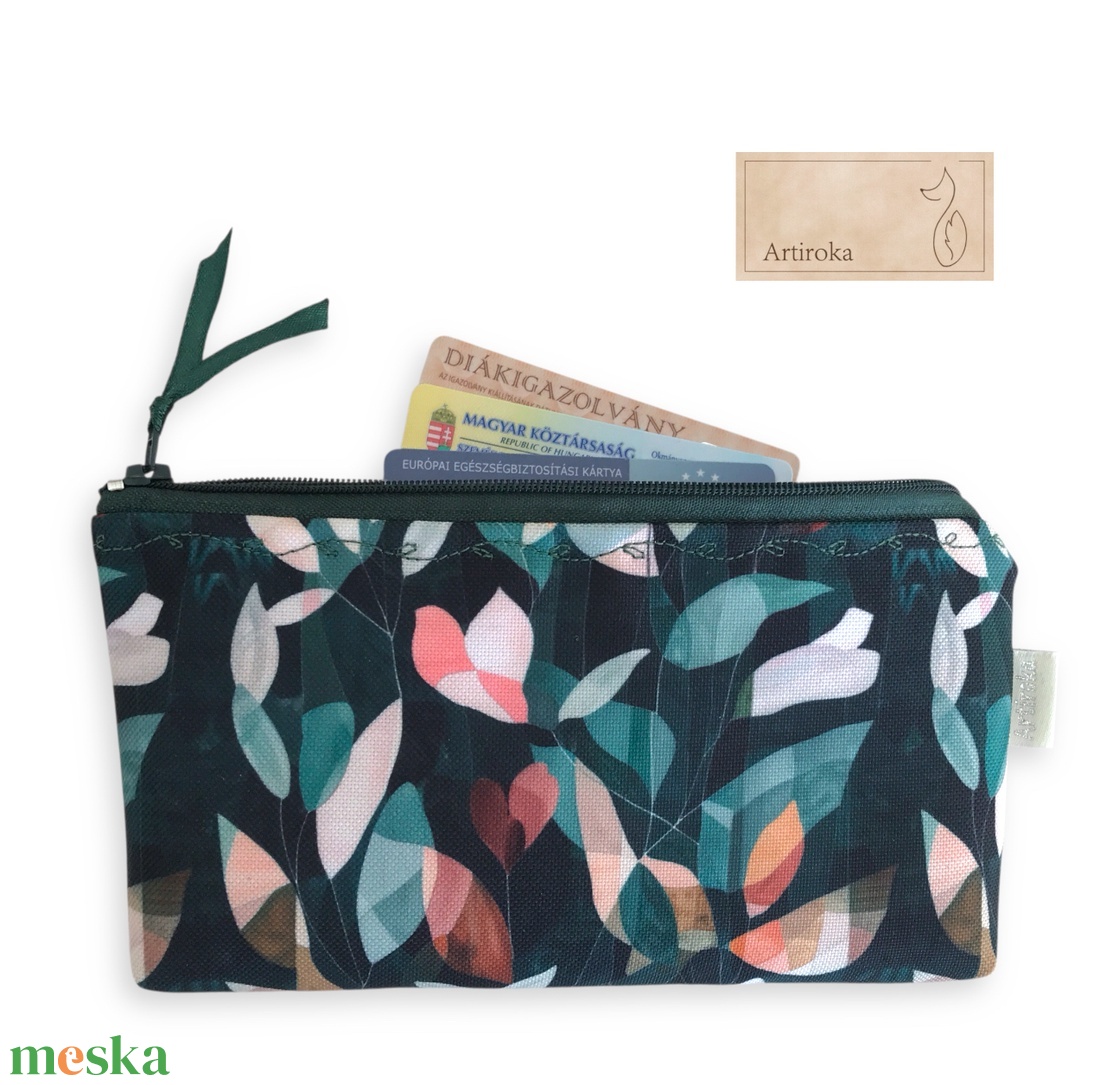 Vízálló tolltartó neszesszer, szemüvegtok liliomfa virág és levelek mintával - táska & tok - neszesszer - Meska.hu