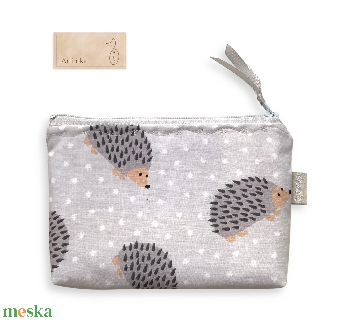 Sün család mintás irattartó  pénztárca pasztell szürke színben - Artiroka - táska & tok - pénztárca & más tok - kártyatartó & irattartó - Meska.hu