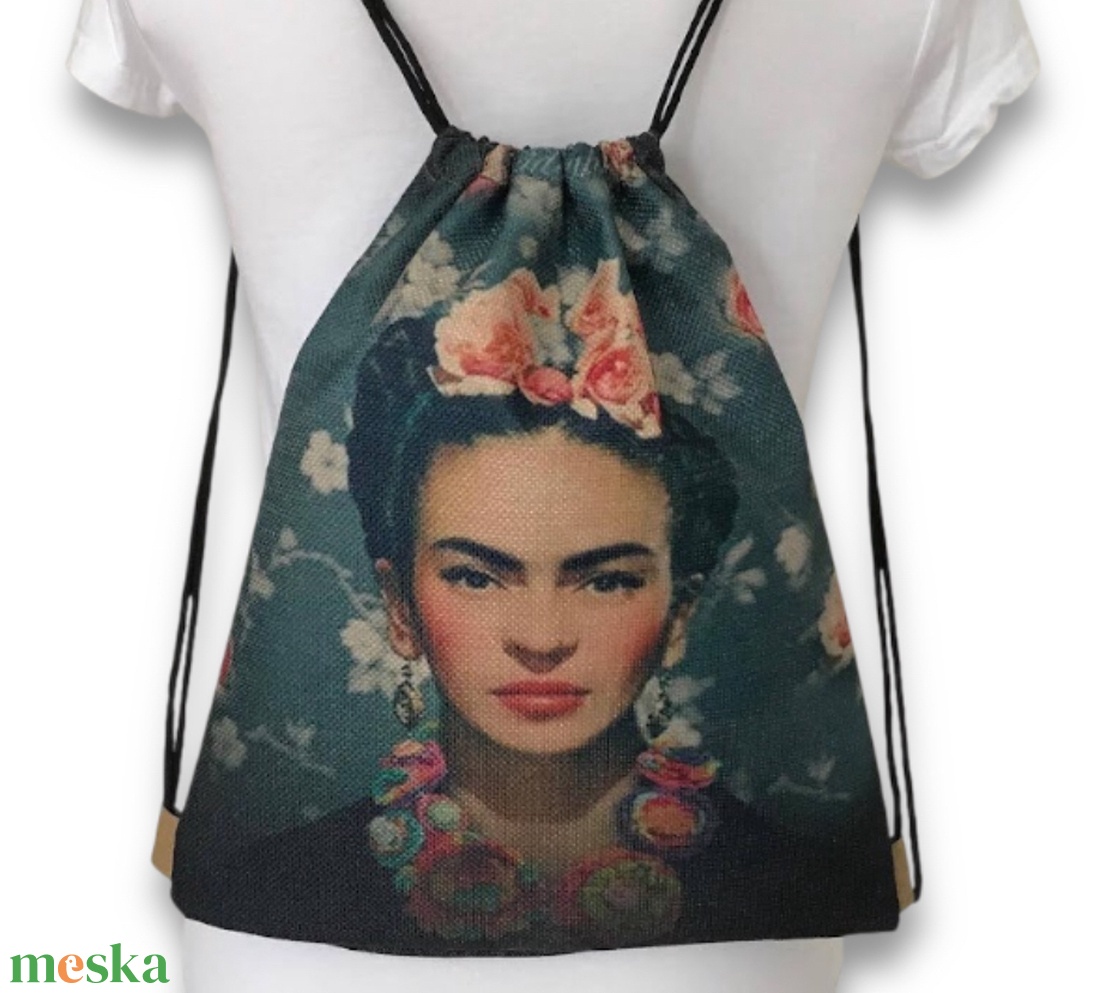 Frida Kahlo mintás egyedi gymbag hátizsák - Artiroka - táska & tok - hátizsák - tornazsák, gymbag - Meska.hu