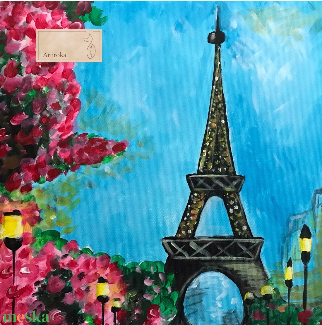 Eiffel torony fényei - Artiroka design  - művészet - festmény - akril - Meska.hu