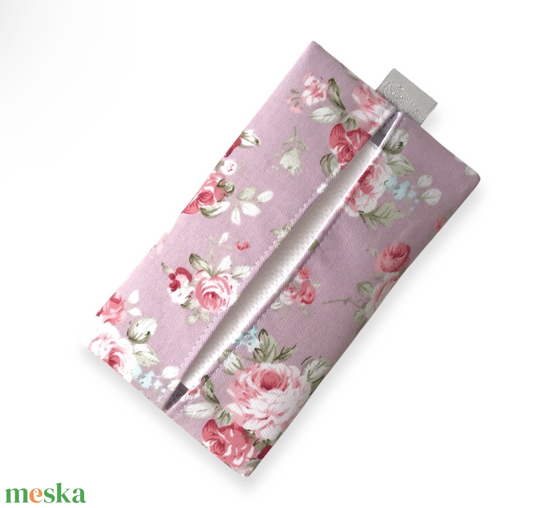 Angol rózsa mintás, púder rózsaszín, zsebkendő tartó  - Artiroka design - táska & tok - pénztárca & más tok - zsebkendőtartó tok - Meska.hu