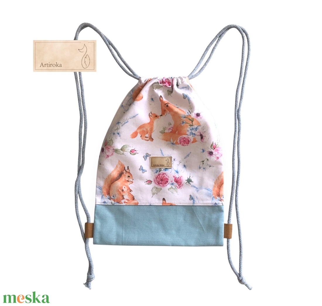 Róka mama kisrókával és mókus mama kismókussal mintás hátizsák, gymbag tornazsák - játék & sport - ovis felszerelés - ovis hátizsák - Meska.hu