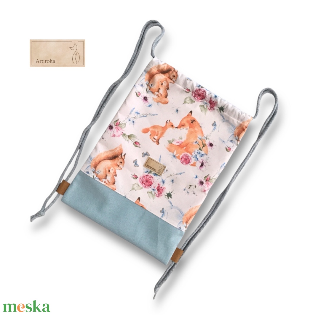Róka mama kisrókával és mókus mama kismókussal mintás hátizsák, gymbag tornazsák - játék & sport - ovis felszerelés - ovis hátizsák - Meska.hu
