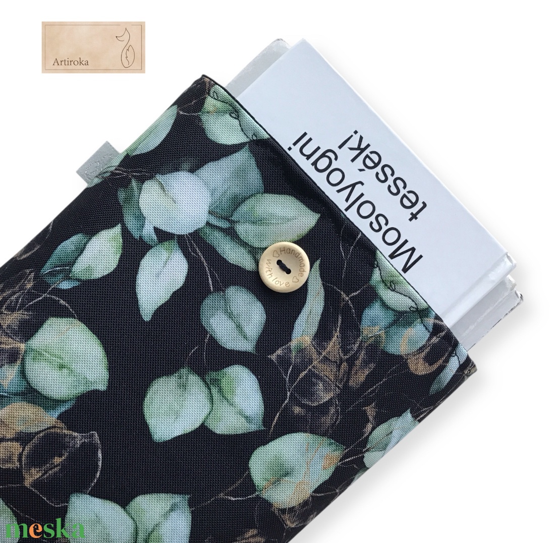 Eukaliptusz levél mintás vízálló KÖNYVTOK  -  Artiroka design  - könyv & zene - könyvtok - Meska.hu
