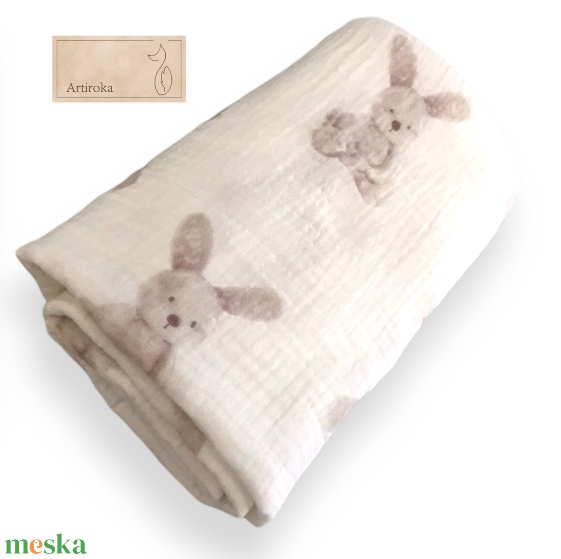 Nyuszi mintás, pihe- puha duplagéz gyerektakaró  - baba - mama - baba ágynemű - babatakaró, gyerek pléd - Meska.hu