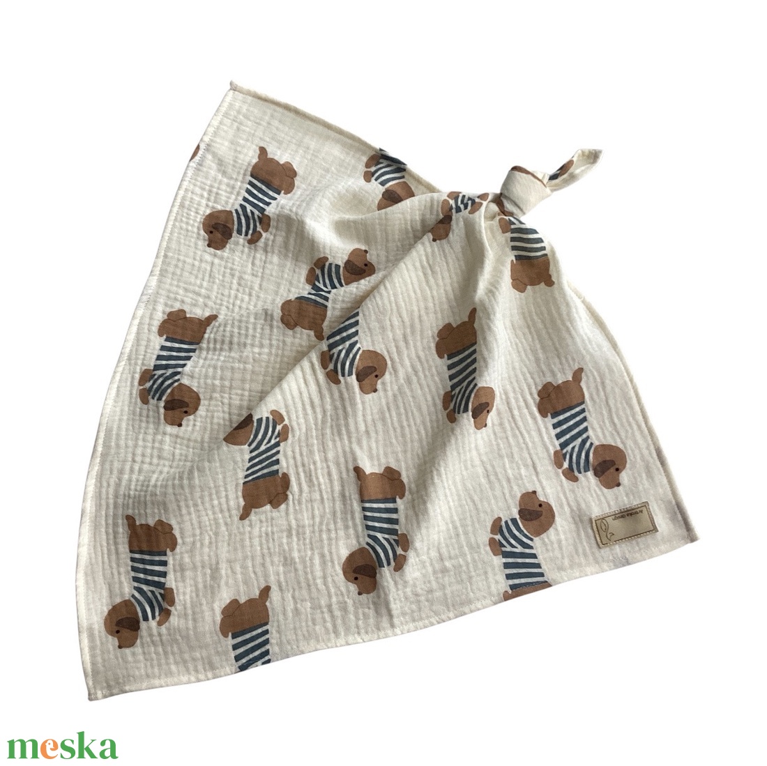 Tacskó kutya mintás, pihe-puha duplagéz szundikendó  - baba - mama - baba játékok - szundikendő, alvóka - Meska.hu