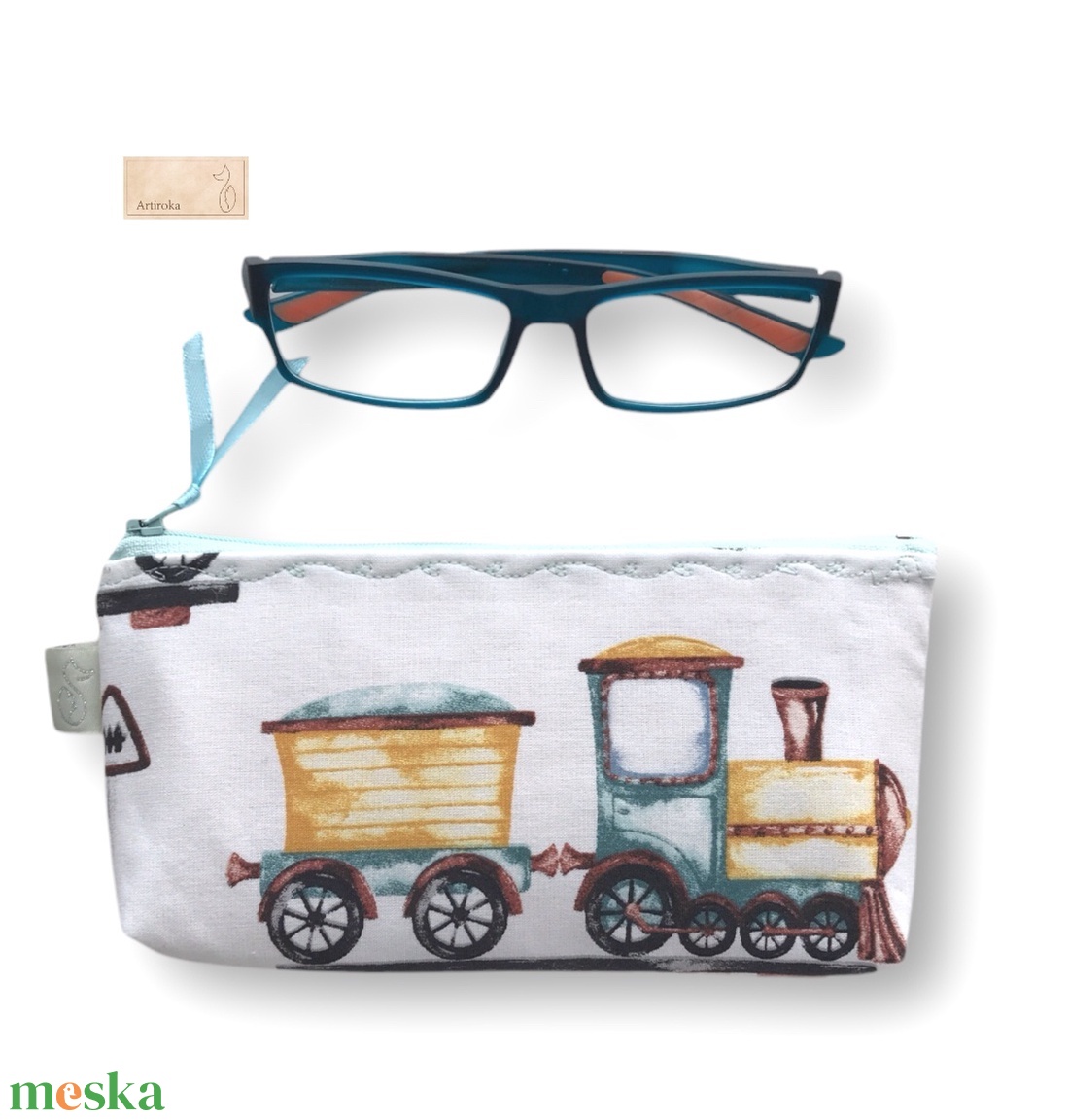 Vonat mintás tolltartó neszesszer vagy szemüvegtok  - Artiroka design - táska & tok - neszesszer - Meska.hu