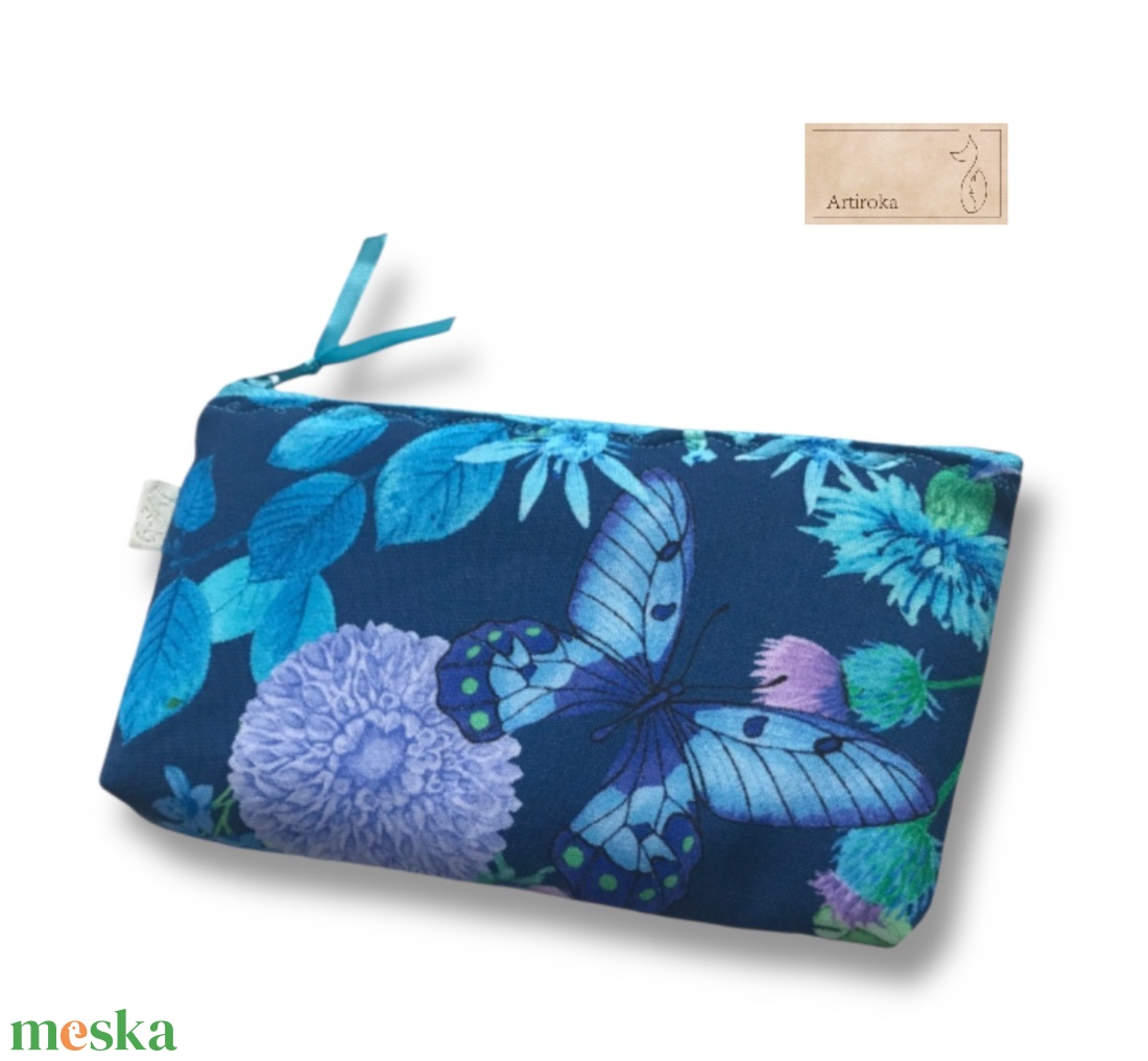 Virágok és pillangó és Ginkgo  falevél mintás prémium tolltartó, neszesszer, szemüvegtok - Artiroka design - táska & tok - neszesszer - Meska.hu