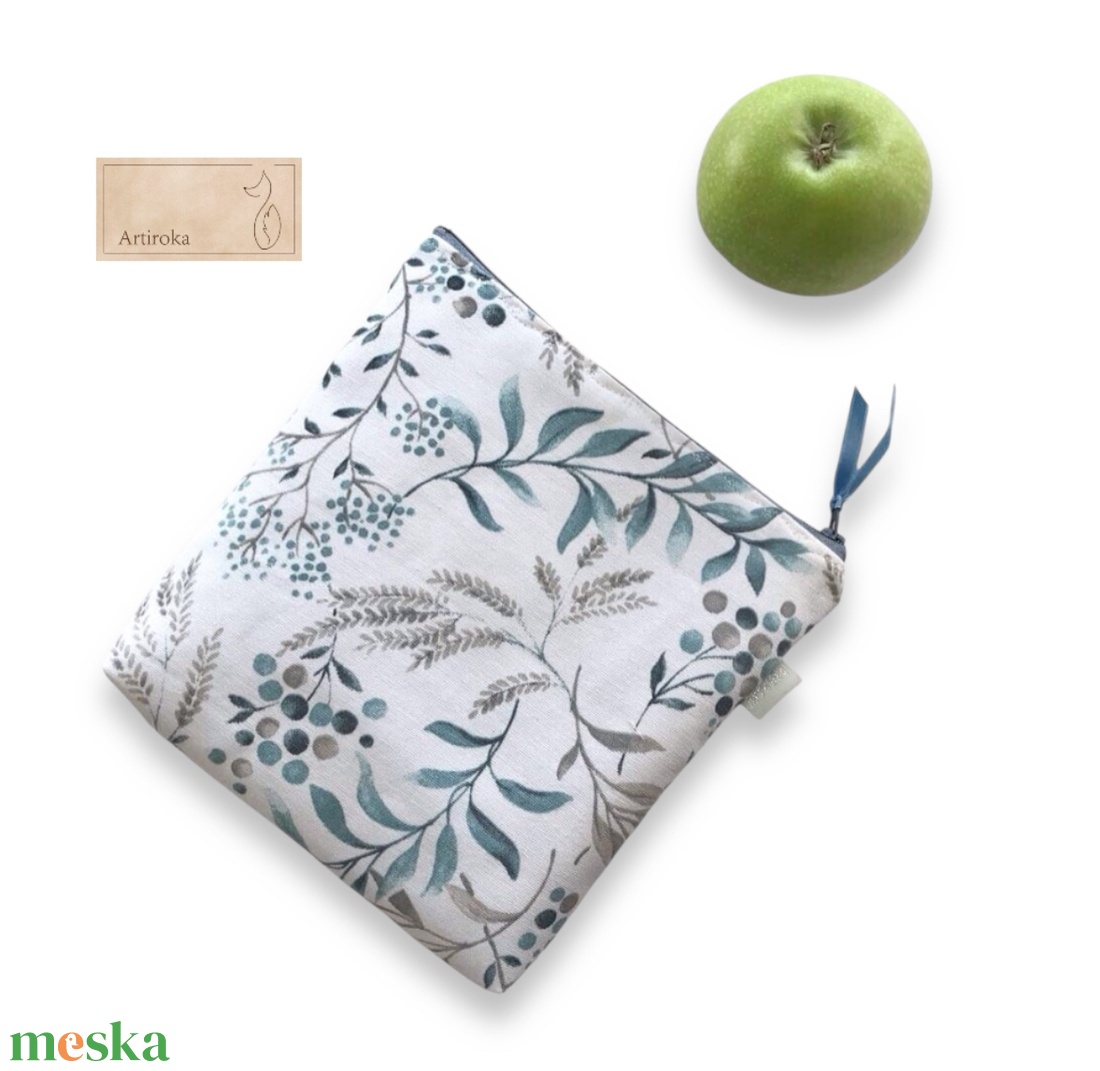 Levelek és termések mintás uzsonna tasak neszesszer - zipper bag  - Artiroka design - táska & tok - uzsonna- & ebéd tartó - ebéd tasak, doboz - Meska.hu