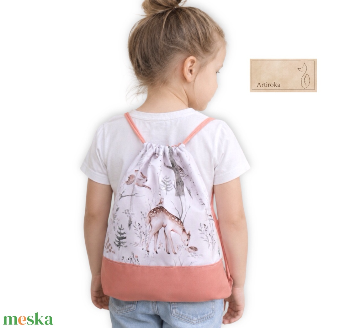 VÍZÁLLÓ nyuszi, őzike és süni mintás,  egyedi gymbag hátizsák - táska & tok - hátizsák - tornazsák, gymbag - Meska.hu