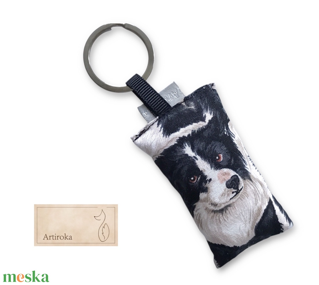 Border Collie kutya mintás egyedi kulcstartó  - Artiroka design  - táska & tok - kulcstartó & táskadísz - kulcstartó - Meska.hu